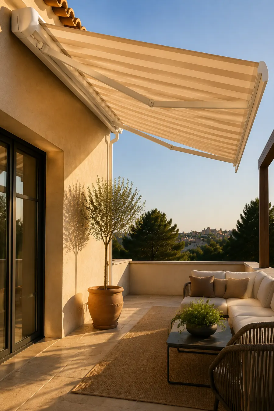 Toldo con cofre en ático